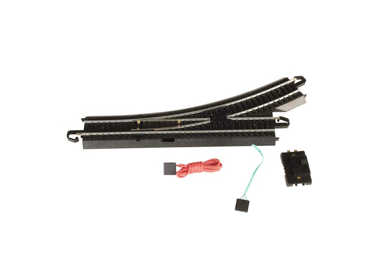 Bachmann قطارات باخمان - تحويلة E-Z TRACK REMOTE القابلة للتثبيت - يسار (1/بطاقة) - سكة حديد من سبائك الصلب مع قاعدة سوداء - مقياس HO - Image 1